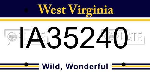 IA35240 West Virginia License Plate