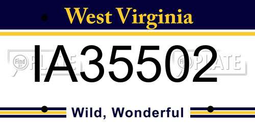 IA35502 West Virginia License Plate