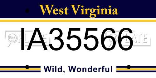 IA35566 West Virginia License Plate