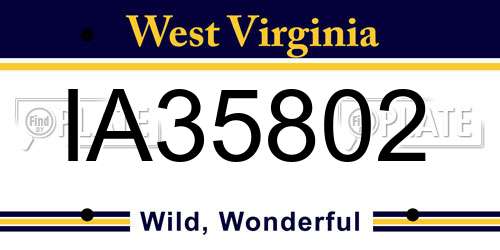 IA35802 West Virginia License Plate