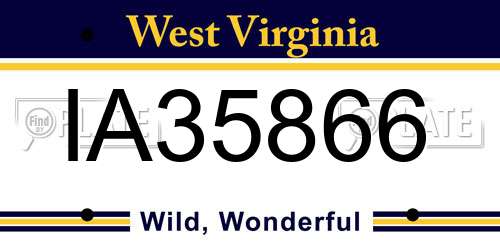 IA35866 West Virginia License Plate