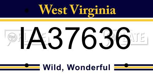 IA37636 West Virginia License Plate
