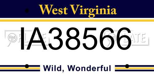 IA38566 West Virginia License Plate
