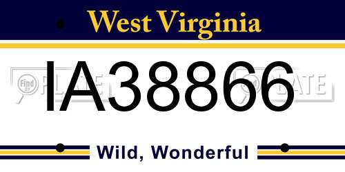 IA38866 West Virginia License Plate
