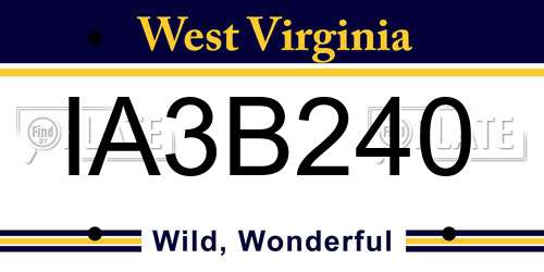 IA3B240 West Virginia License Plate