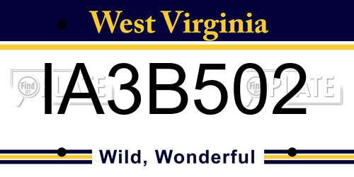 IA3B502 West Virginia License Plate