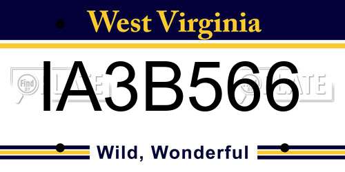 IA3B566 West Virginia License Plate