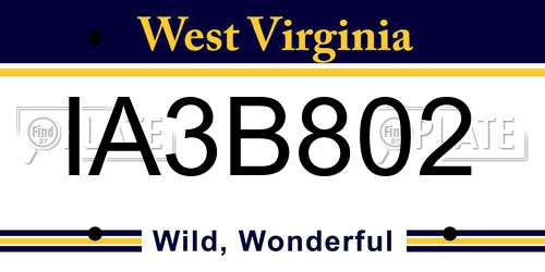 IA3B802 West Virginia License Plate