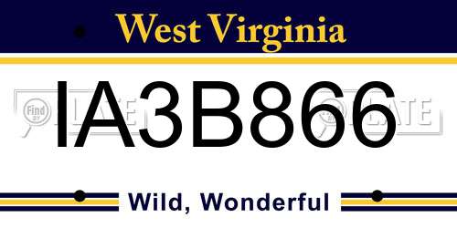 IA3B866 West Virginia License Plate