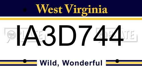 IA3D744 West Virginia License Plate