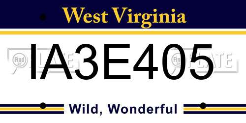 IA3E405 West Virginia License Plate
