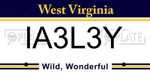 IA3L3Y West Virginia License Plate