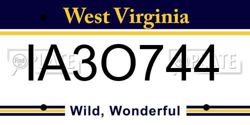 IA3O744 West Virginia License Plate