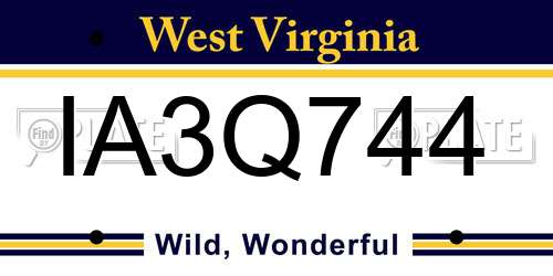 IA3Q744 West Virginia License Plate