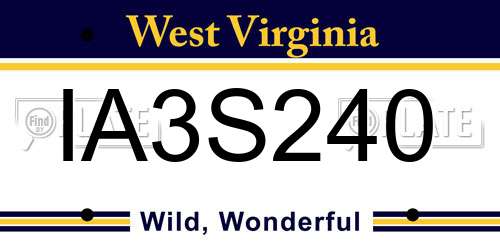 IA3S240 West Virginia License Plate