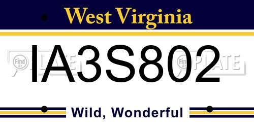 IA3S802 West Virginia License Plate