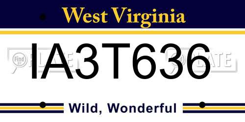 IA3T636 West Virginia License Plate