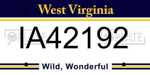 IA42192 West Virginia License Plate