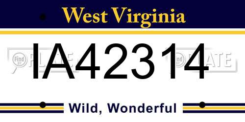IA42314 West Virginia License Plate