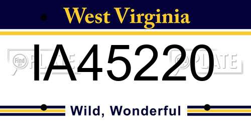 IA45220 West Virginia License Plate