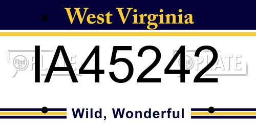 IA45242 West Virginia License Plate