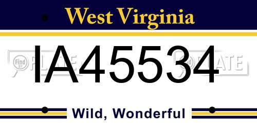 IA45534 West Virginia License Plate