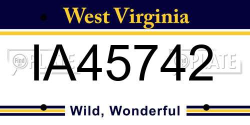 IA45742 West Virginia License Plate