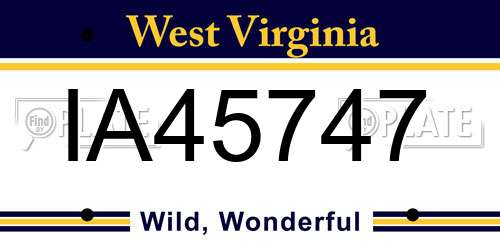 IA45747 West Virginia License Plate