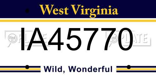 IA45770 West Virginia License Plate