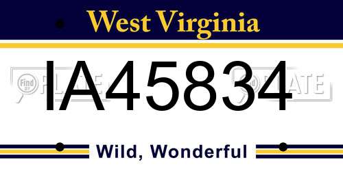 IA45834 West Virginia License Plate