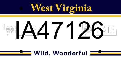 IA47126 West Virginia License Plate