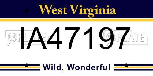 IA47197 West Virginia License Plate