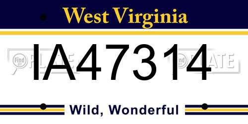 IA47314 West Virginia License Plate