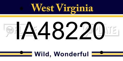 IA48220 West Virginia License Plate