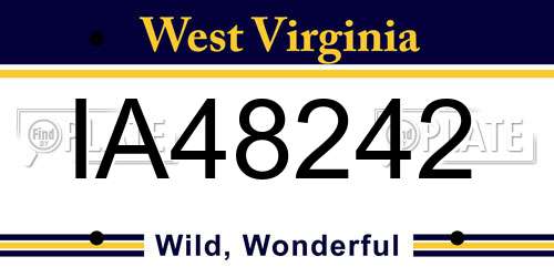 IA48242 West Virginia License Plate