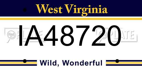 IA48720 West Virginia License Plate