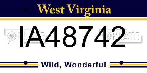 IA48742 West Virginia License Plate