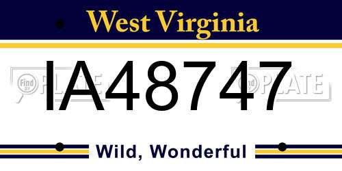 IA48747 West Virginia License Plate