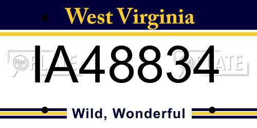 IA48834 West Virginia License Plate