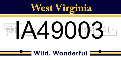 IA49003 West Virginia License Plate
