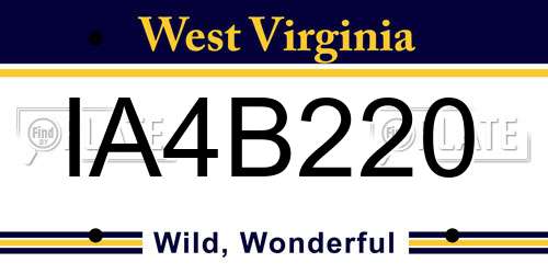 IA4B220 West Virginia License Plate