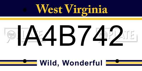 IA4B742 West Virginia License Plate