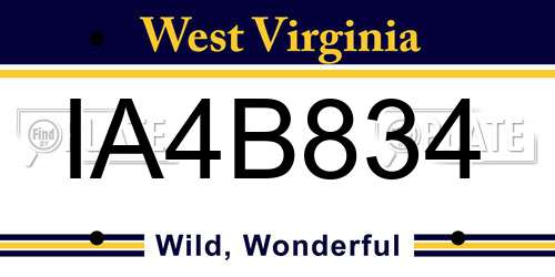IA4B834 West Virginia License Plate