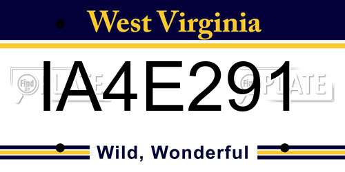 IA4E291 West Virginia License Plate