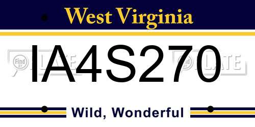 IA4S270 West Virginia License Plate