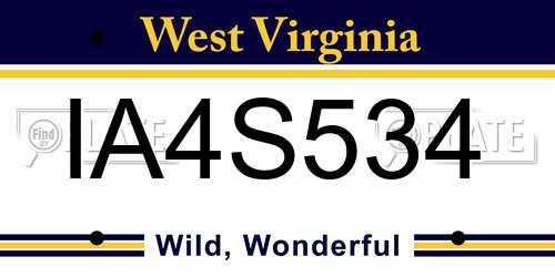 IA4S534 West Virginia License Plate