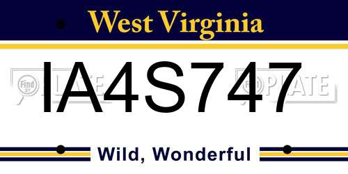 IA4S747 West Virginia License Plate