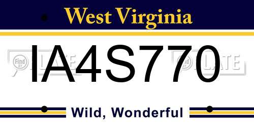 IA4S770 West Virginia License Plate