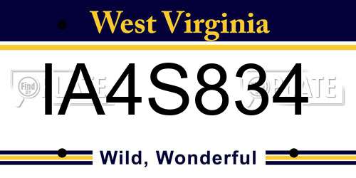 IA4S834 West Virginia License Plate