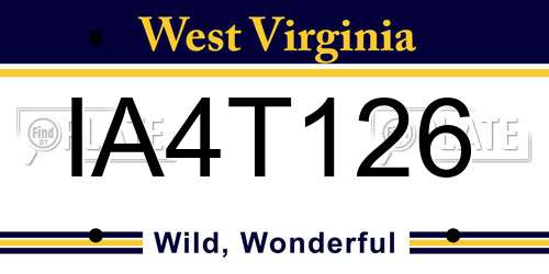 IA4T126 West Virginia License Plate